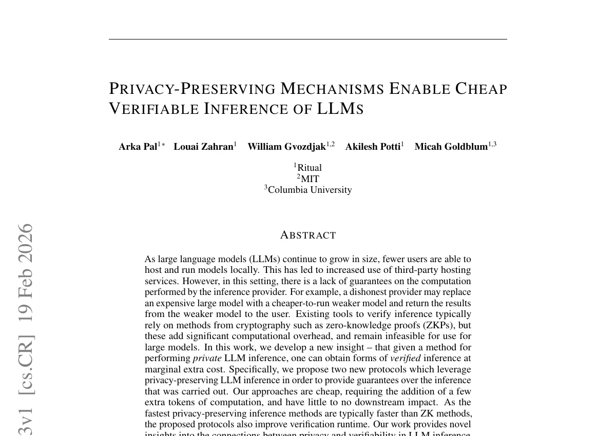 First page of Cheap verifiable inference